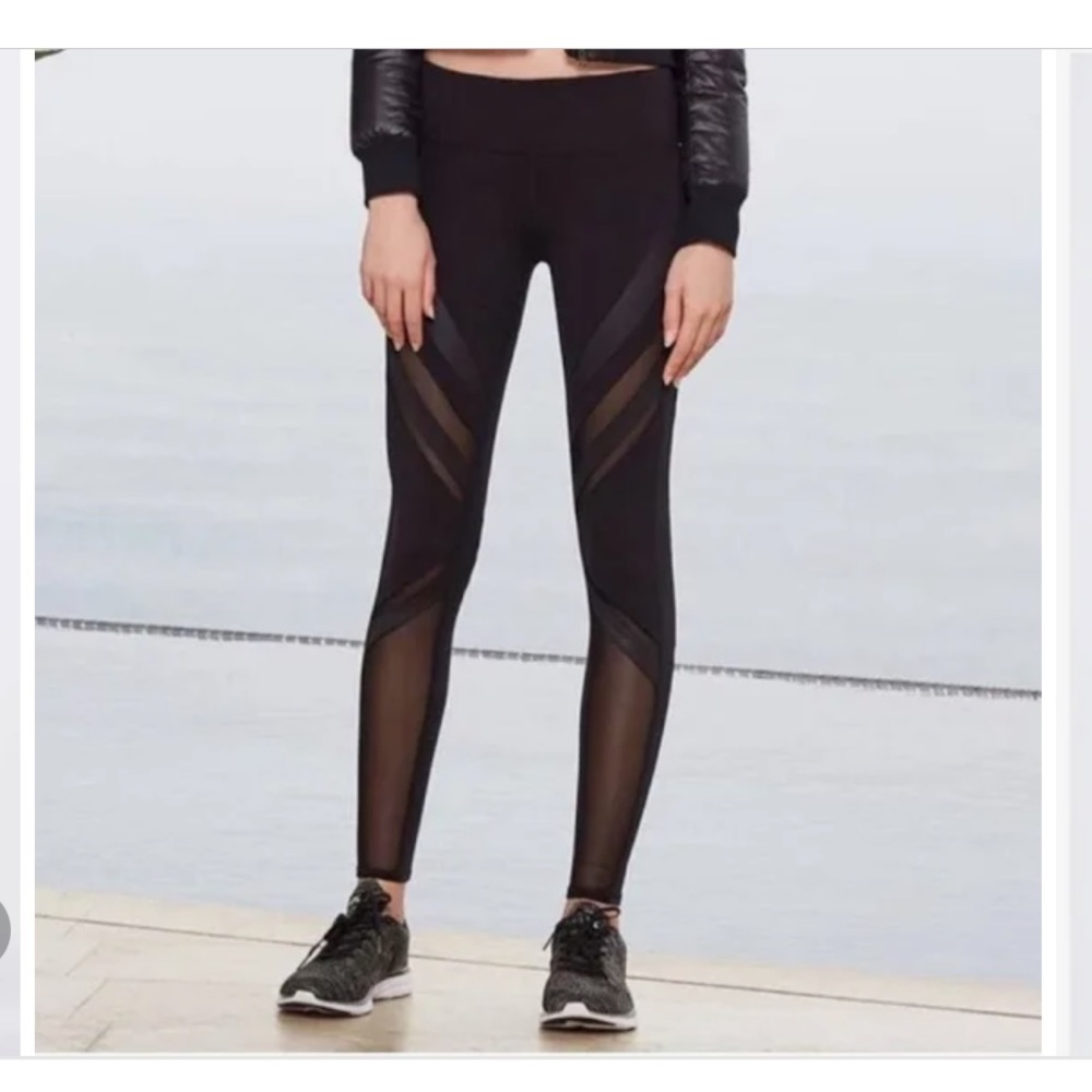 Alo moto leggings sheer panel - black